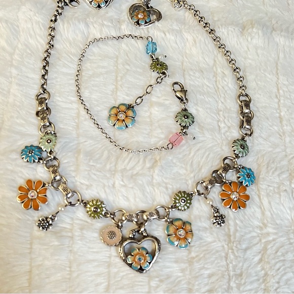 Brighton Jewelry - Brighton ORCHARD FLOWER Colorful Necklace
Bracelet Earrings Ankle Bracelet set